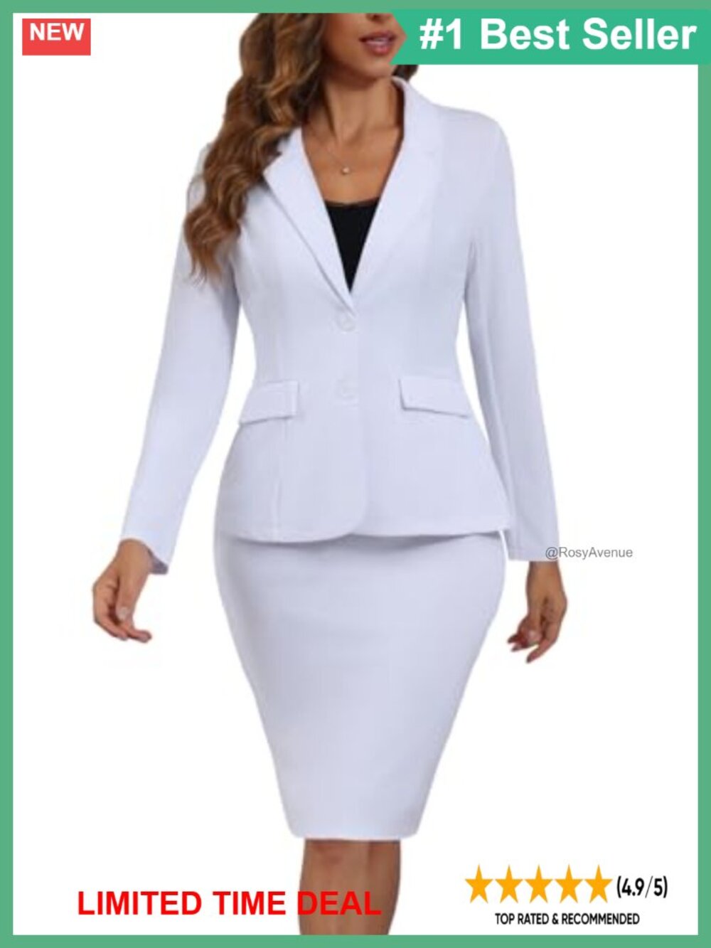 Women's 2 Piece Skirt Suit Set Midi Pencil Skirt Business Office Workwear